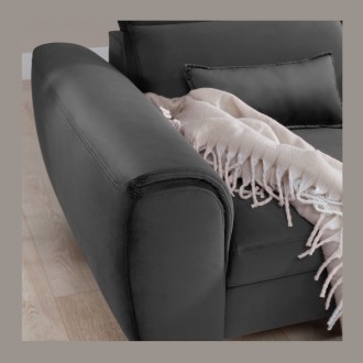 Canapé d'angle convertible gris foncé angle droit 4 places FABLE 