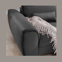 Canapé d'angle convertible gris foncé angle droit 4 places FABLE 