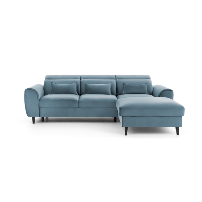 Canapé d'angle convertible bleu angle droit 4 places FABLE 