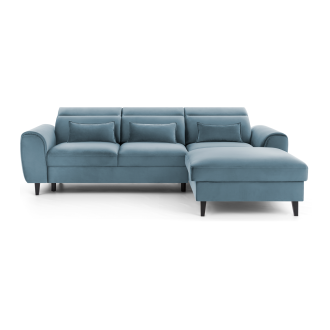 Canapé d'angle convertible bleu angle droit 4 places FABLE 