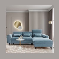 Canapé d'angle convertible bleu angle droit 4 places FABLE 