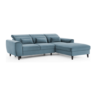 Canapé d'angle convertible bleu angle droit 4 places FABLE 
