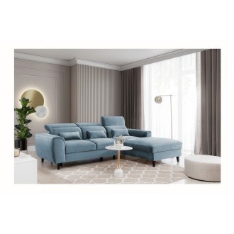 Canapé d'angle convertible bleu angle droit 4 places FABLE 