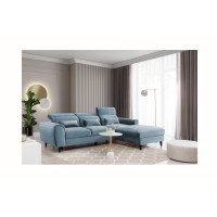 Canapé d'angle convertible bleu angle droit 4 places FABLE 