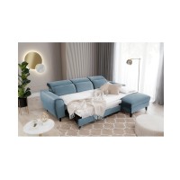 Canapé d'angle convertible bleu angle droit 4 places FABLE 