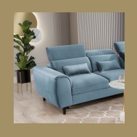 Canapé d'angle convertible bleu angle droit 4 places FABLE 