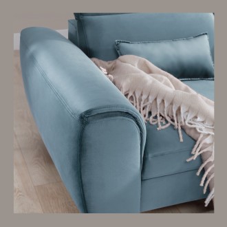 Canapé d'angle convertible bleu angle droit 4 places FABLE 