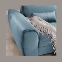 Canapé d'angle convertible bleu angle droit 4 places FABLE 