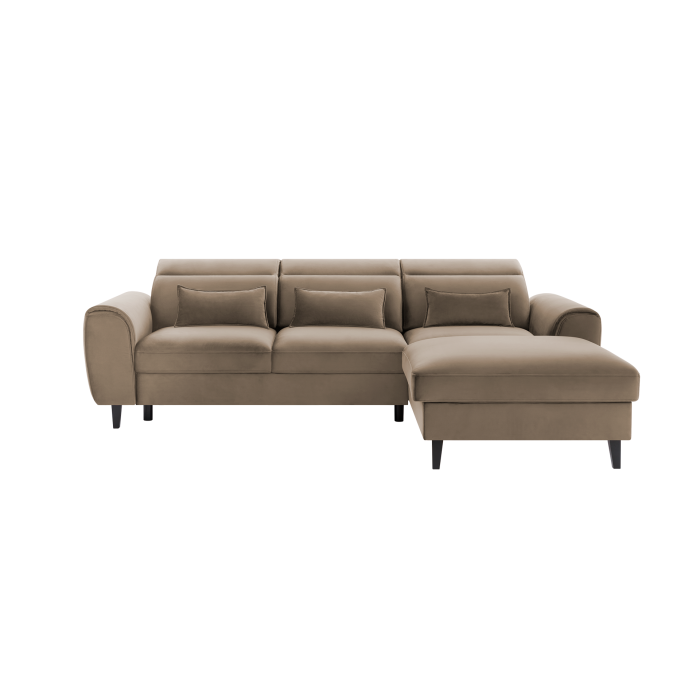 Canapé d'angle convertible marron angle droit 4 places FABLE 