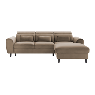 Canapé d'angle convertible marron angle droit 4 places FABLE 