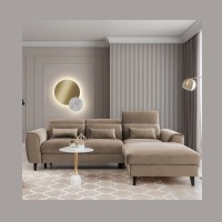 Canapé d'angle convertible marron angle droit 4 places FABLE 