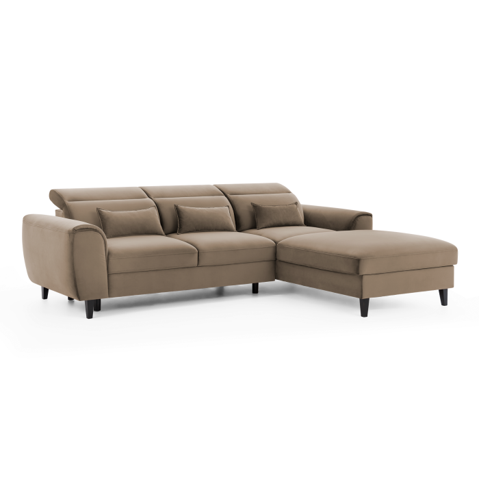 Canapé d'angle convertible marron angle droit 4 places FABLE 