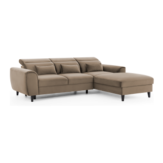 Canapé d'angle convertible marron angle droit 4 places FABLE 