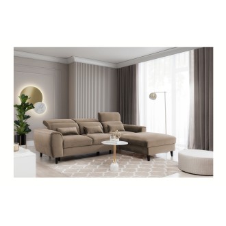 Canapé d'angle convertible marron angle droit 4 places FABLE 