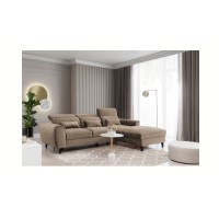 Canapé d'angle convertible marron angle droit 4 places FABLE 