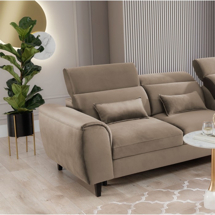 Canapé d'angle convertible marron angle droit 4 places FABLE 