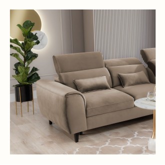 Canapé d'angle convertible marron angle droit 4 places FABLE 