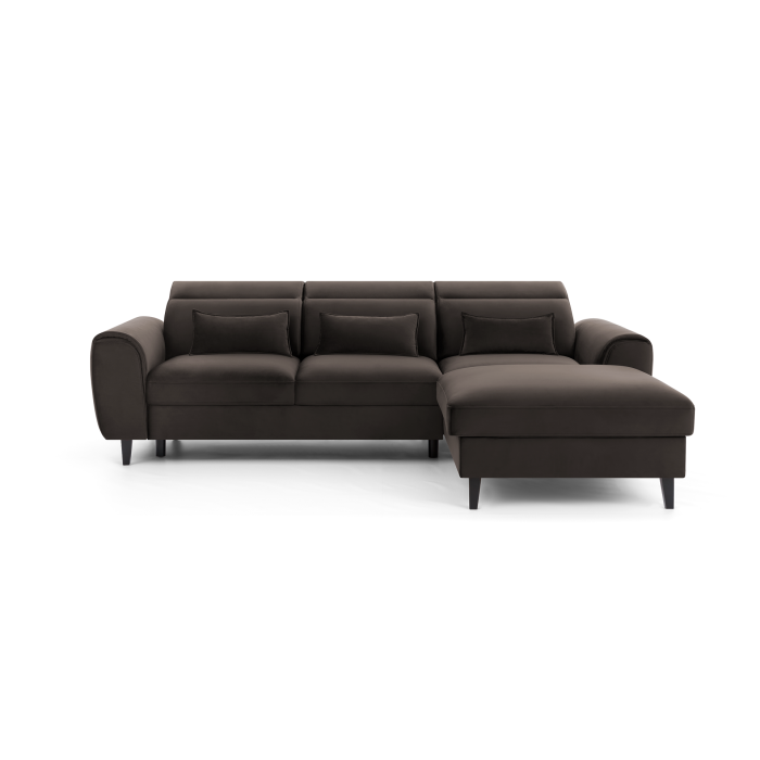 Canapé d'angle convertible chocolat angle droit 4 places FABLE 
