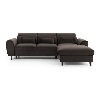Canapé d'angle convertible chocolat angle droit 4 places FABLE 
