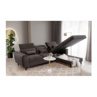Canapé d'angle convertible chocolat angle droit 4 places FABLE 