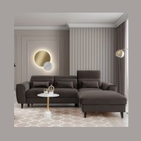 Canapé d'angle convertible chocolat angle droit 4 places FABLE 
