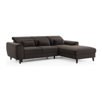 Canapé d'angle convertible chocolat angle droit 4 places FABLE 