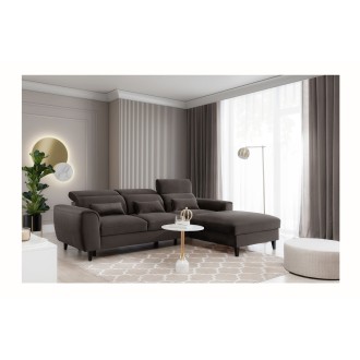 Canapé d'angle convertible chocolat angle droit 4 places FABLE 