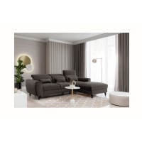 Canapé d'angle convertible chocolat angle droit 4 places FABLE 