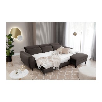 Canapé d'angle convertible chocolat angle droit 4 places FABLE 