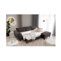Canapé d'angle convertible chocolat angle droit 4 places FABLE 