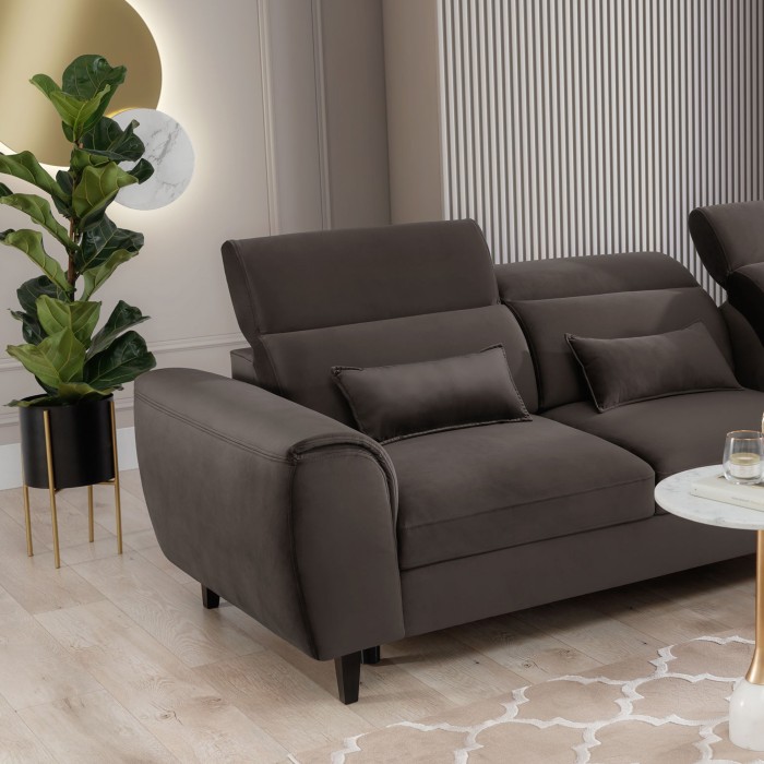 Canapé d'angle convertible chocolat angle droit 4 places FABLE 