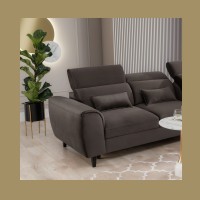 Canapé d'angle convertible chocolat angle droit 4 places FABLE 