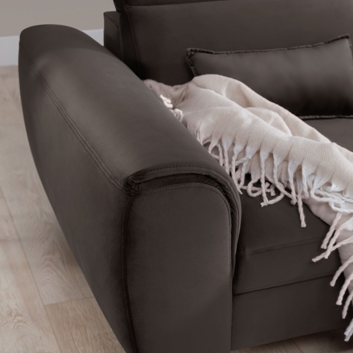 Canapé d'angle convertible chocolat angle droit 4 places FABLE 