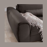 Canapé d'angle convertible chocolat angle droit 4 places FABLE 