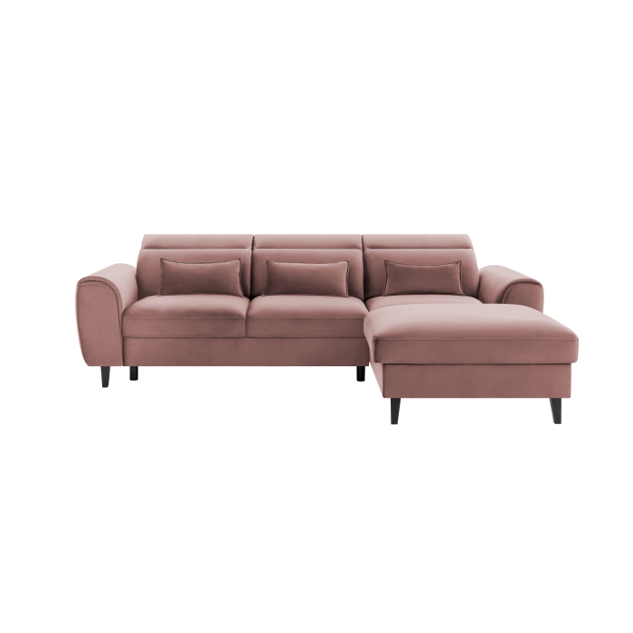 Canapé d'angle convertible rose angle droit 4 places FABLE 