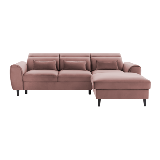 Canapé d'angle convertible rose angle droit 4 places FABLE 