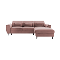 Canapé d'angle convertible rose angle droit 4 places FABLE 