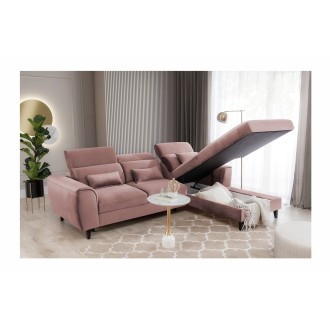 Canapé d'angle convertible rose angle droit 4 places FABLE 