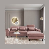 Canapé d'angle convertible rose angle droit 4 places FABLE 