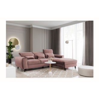 Canapé d'angle convertible rose angle droit 4 places FABLE 
