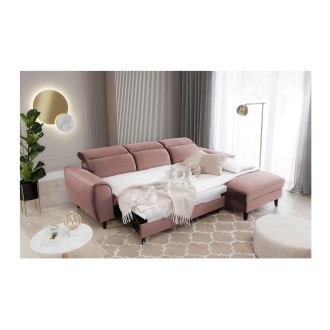 Canapé d'angle convertible rose angle droit 4 places FABLE 