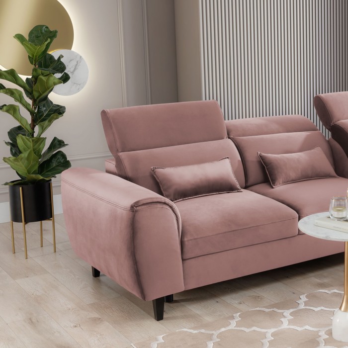 Canapé d'angle convertible rose angle droit 4 places FABLE 