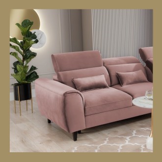 Canapé d'angle convertible rose angle droit 4 places FABLE 