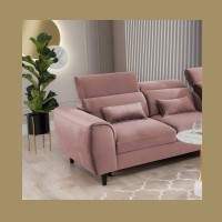 Canapé d'angle convertible rose angle droit 4 places FABLE 
