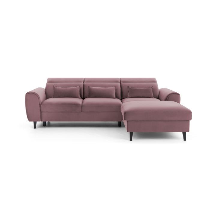 Canapé d'angle convertible rose foncé angle droit 4 places FABLE 