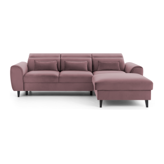 Canapé d'angle convertible rose foncé angle droit 4 places FABLE 