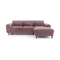 Canapé d'angle convertible rose foncé angle droit 4 places FABLE 