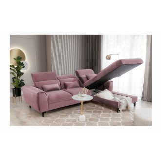Canapé d'angle convertible rose foncé angle droit 4 places FABLE 