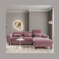 Canapé d'angle convertible rose foncé angle droit 4 places FABLE 