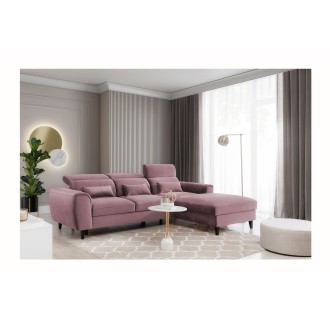 Canapé d'angle convertible rose foncé angle droit 4 places FABLE 